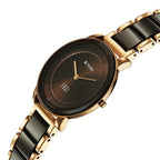 Titan Edge Purple Superheads Quartz Analog Brown Dial Rose Gold Steel And Ceramic Strap Watch For Women