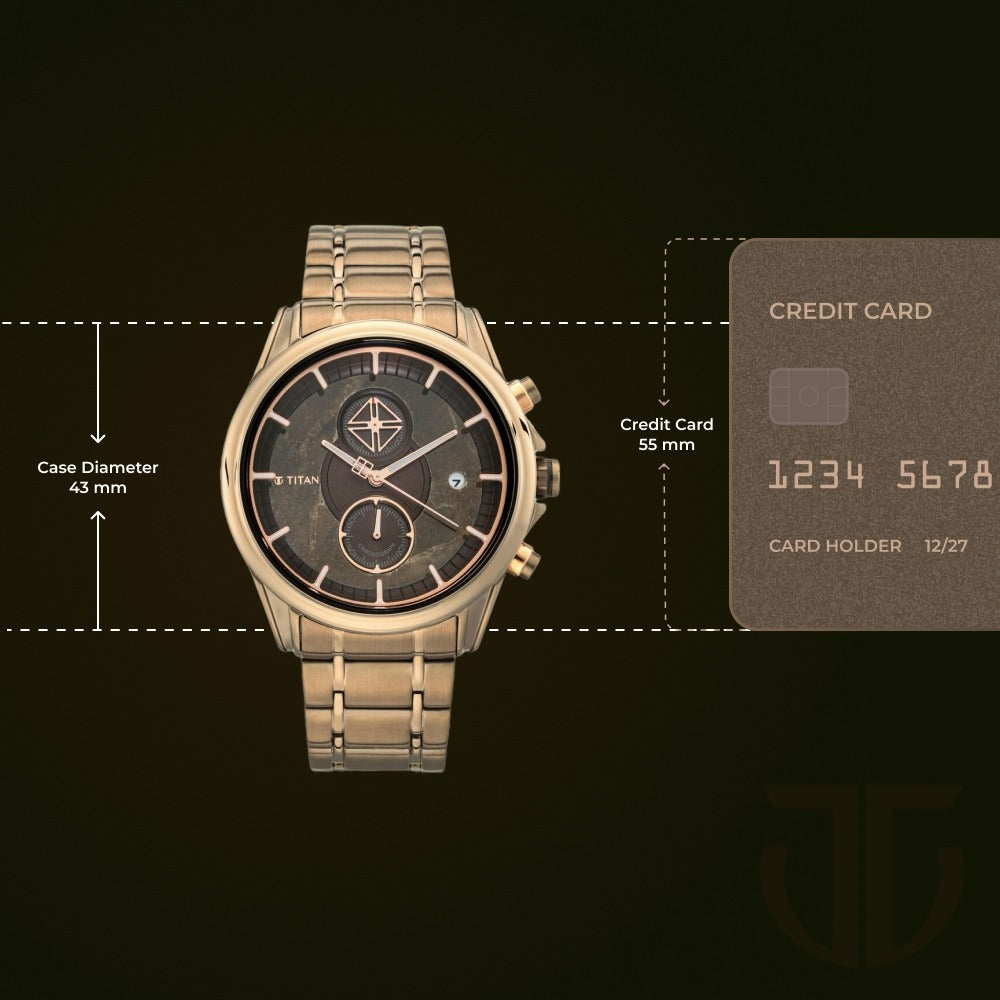 Titan Grandmaster Brown Dial Chronograph Stainless Steel Strap watch for Men