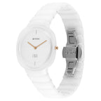 Titan Edge Squircle Quartz Analog White Dial Ceramic Strap Watch For Women
