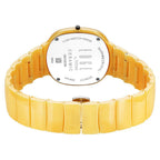 Titan Edge Squircle Camo Quartz Analog Yellow Dial Yellow Ceramic Strap Watch For Unisex.
