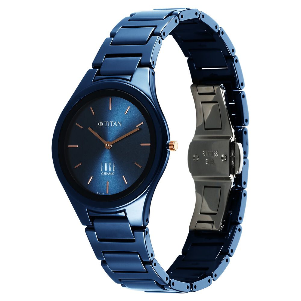 Titan Edge Ceramic Quartz in Atlantic Blue Dial Watch for Women