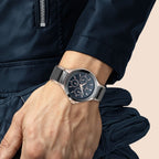 Titan Quartz Multifunction Black Dial Stainless Steel & Ceramic Strap Watch for Men