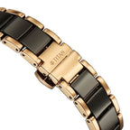 Titan Edge Purple Superheads Quartz Analog Brown Dial Rose Gold Steel And Ceramic Strap Watch For Women
