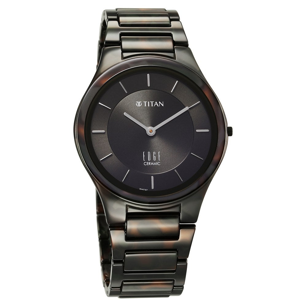 Titan Edge Ceramic Camo Quartz Analog Green Dial Green Ceramic Strap Watch For Men