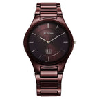 Titan Edge Wine Ceramic Quartz Analog Maroon Dial Red Ceramic Strap Watch For Men
