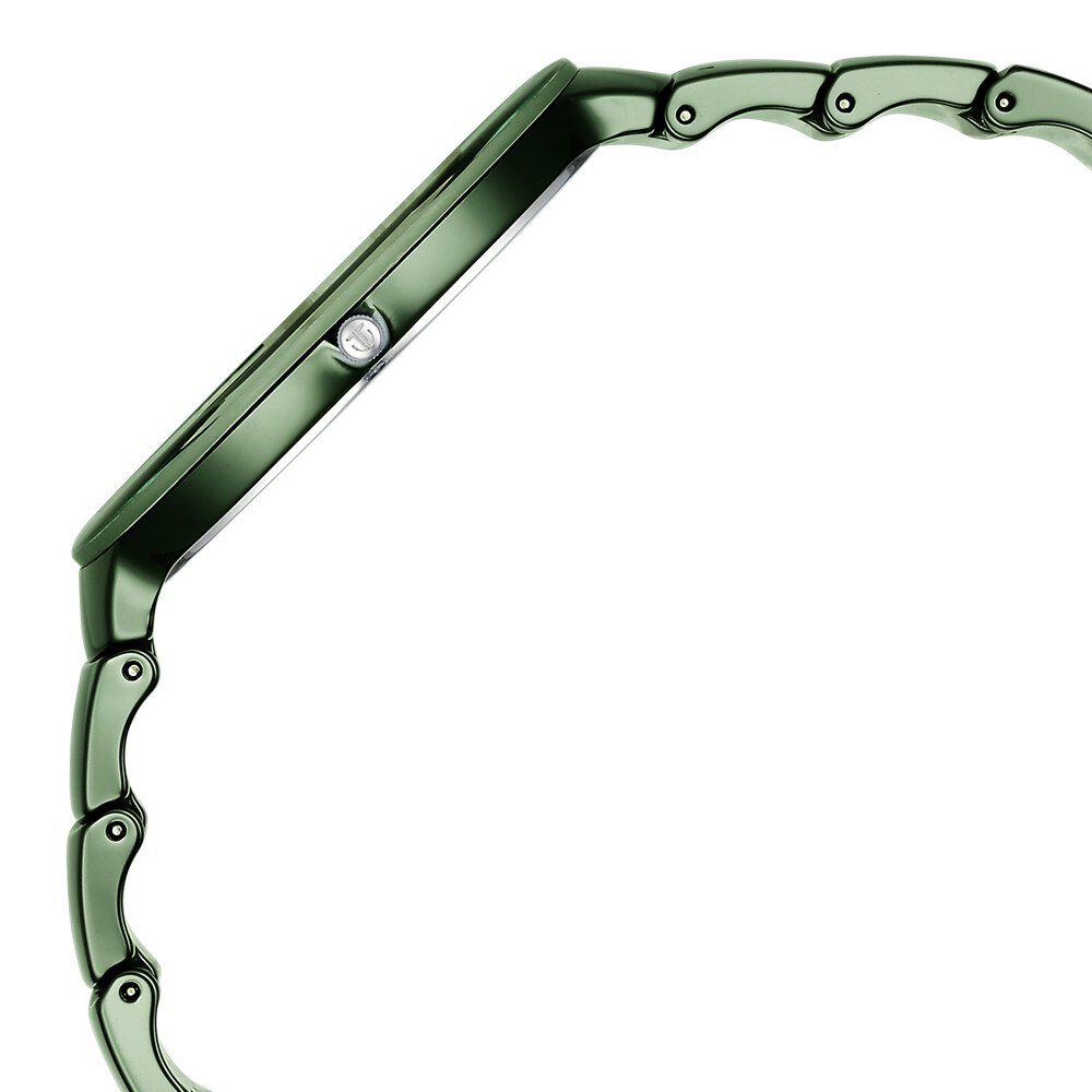 Titan Edge Squircle Camo Quartz Analog Green Dial Green Ceramic Strap Watch For Unisex