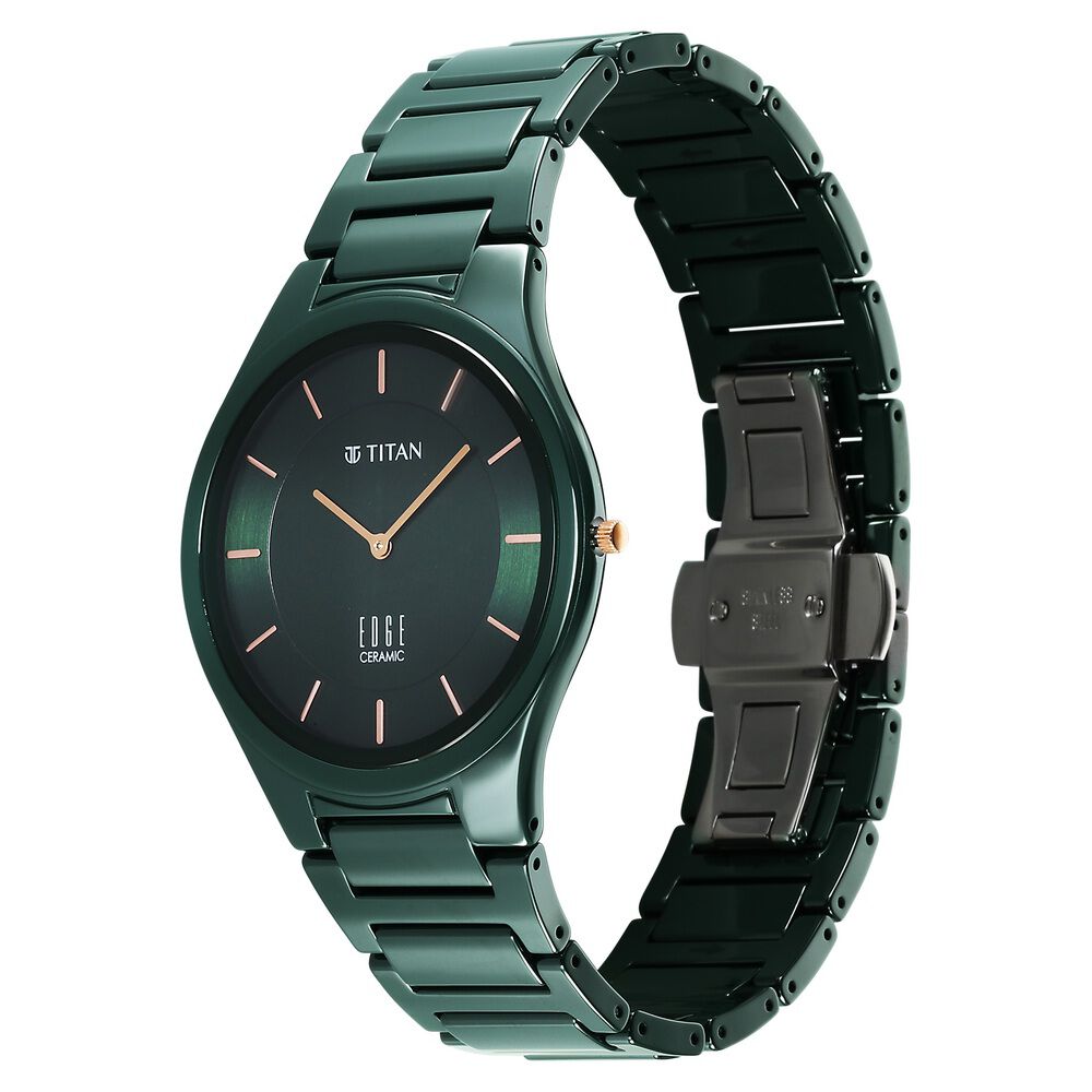 Titan Edge Ceramic Quartz in Glossy Green Dial Watch for Men