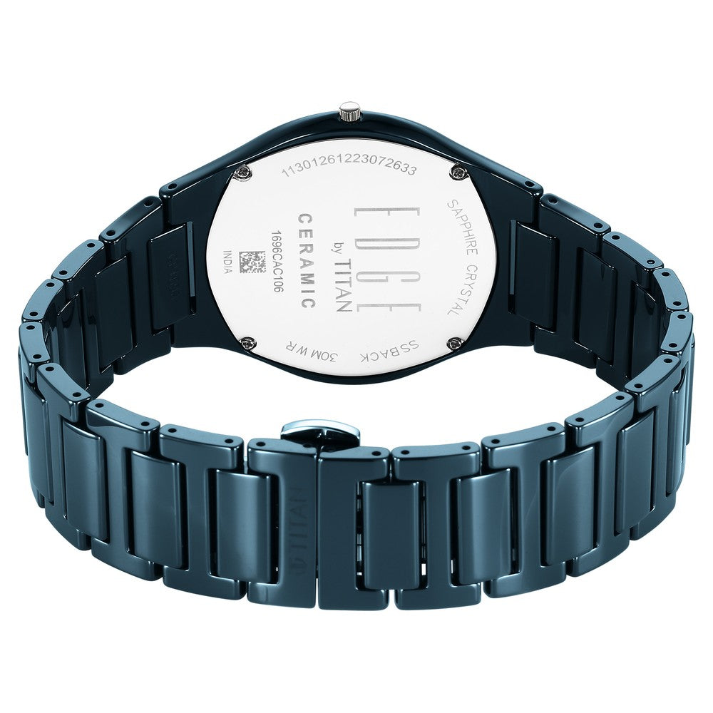 Titan Edge Ceramic Quartz in Midnight Gold with Diamonds and Black Dial Watch for Men