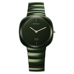 Titan Edge Squircle Camo Quartz Analog Green Dial Green Ceramic Strap Watch For Unisex