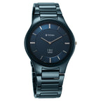 Titan Edge Ceramic Quartz in Midnight Gold with Diamonds and Black Dial Watch for Men